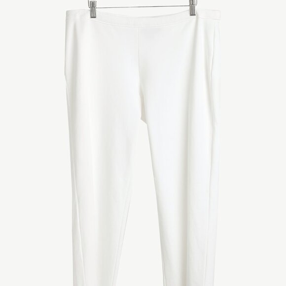 Marie Saint Pierre White Jersey Cropped Pull-On Pants - Picture 1 of 6